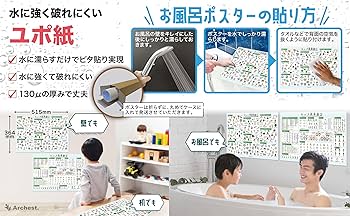Amazon | お風呂ポスター キッズ英単語2枚セット B3 【イラスト